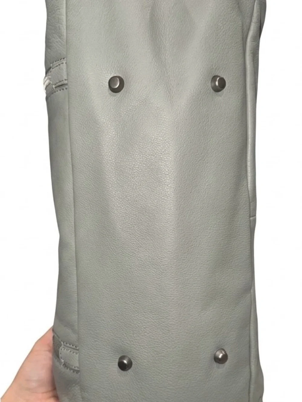 Liebeskind Pale Gray Pebbled Leather Satchel
